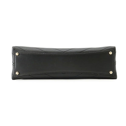 Chanel Chain Shoulder Bag Blanc CC Logo Leather Stitch Black 2-Way — view 3