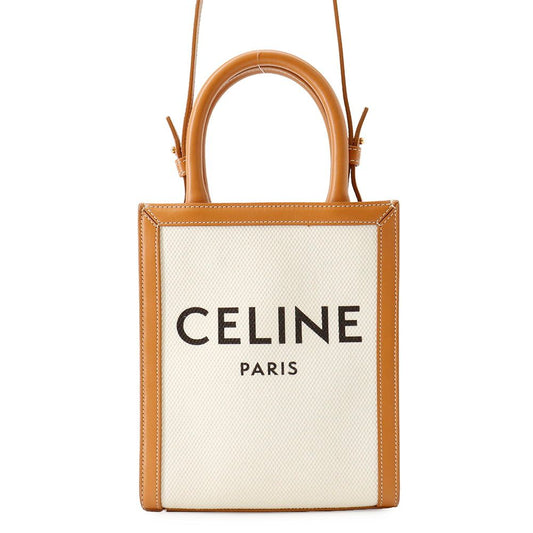 Celine Handbag Mini Vertical Cover Canvas Leather 2-Way