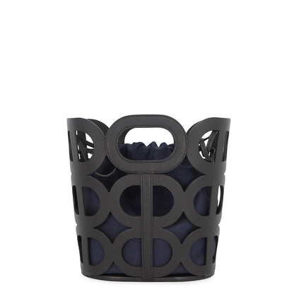 Hermes Handbag Chaine D'Ancre Black Navy Vo Madame Silk
