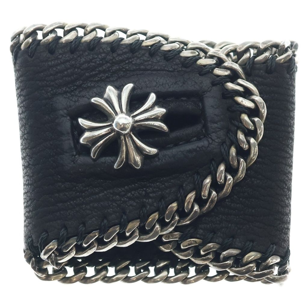 Chrome Hearts Lthr Psl CH Plus Charm Leather Bracelet Black