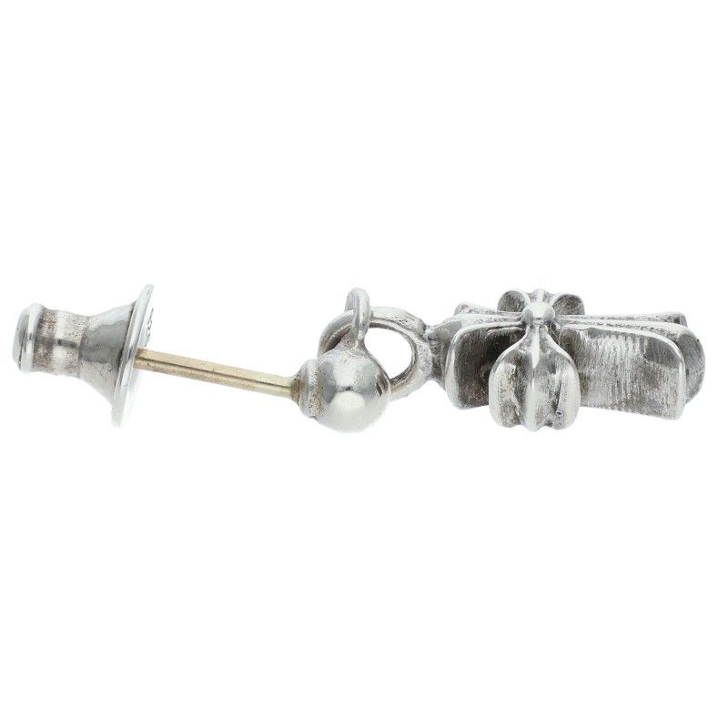 Chrome Hearts Drp Stck CH Stack CH Cross Drop Silver Earrings — view 3