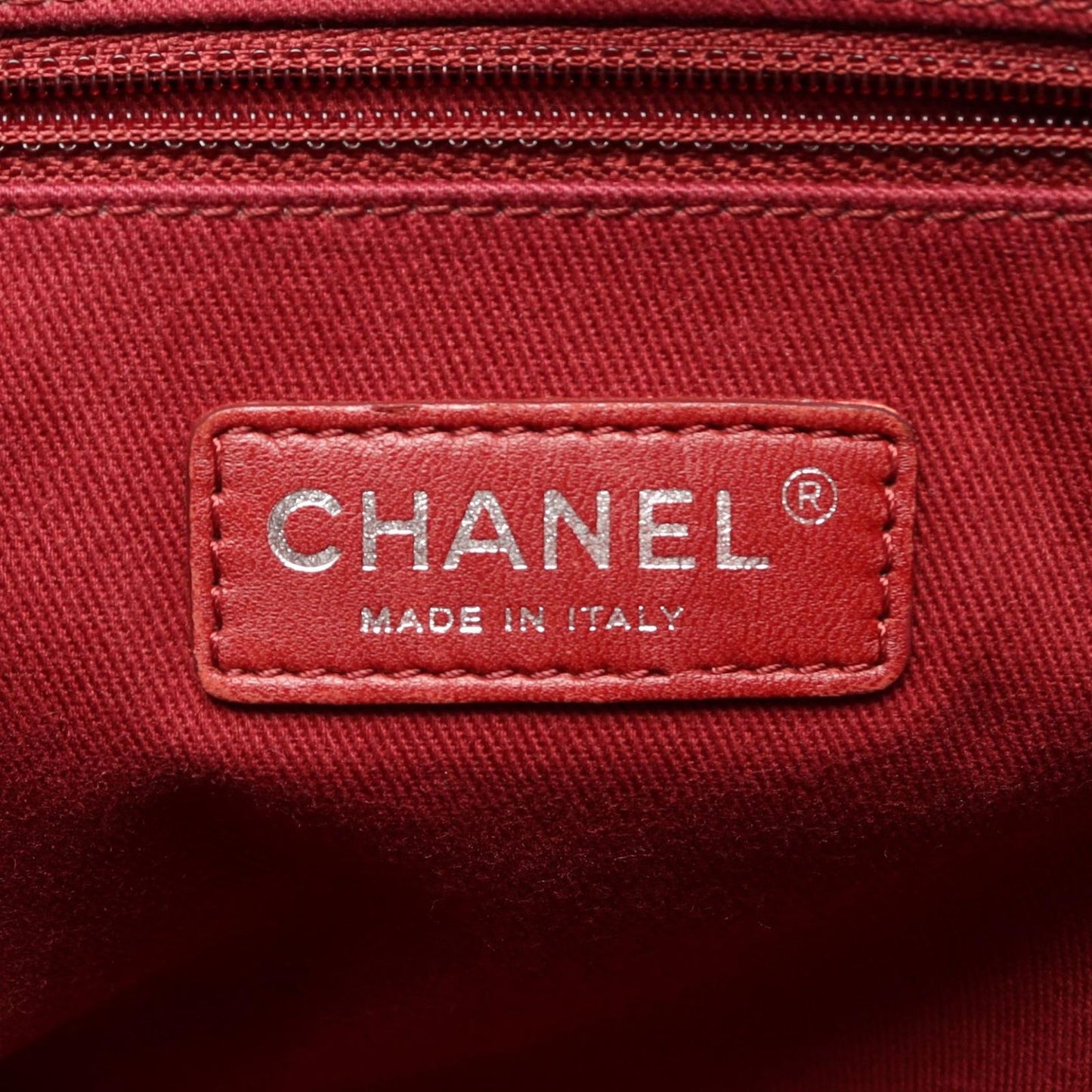 Chanel Tote Bag Deauville Red Canvas Leather Chain MM — view 4