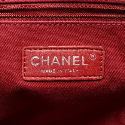Chanel Tote Bag Deauville Red Canvas Leather Chain MM — view 4