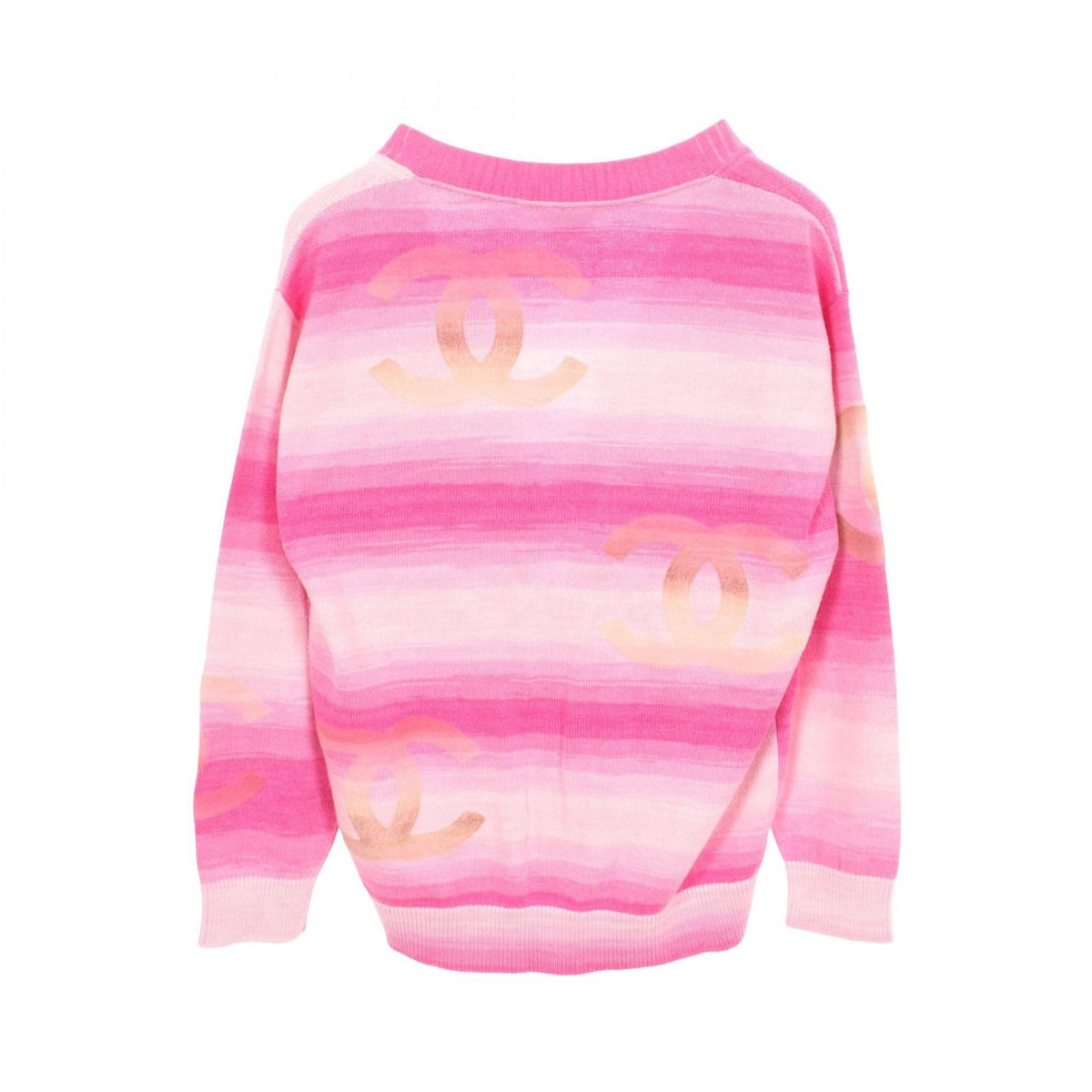 Chanel Cardigan CC Logo Neck Pink Cotton Cashmere Big Button — view 2