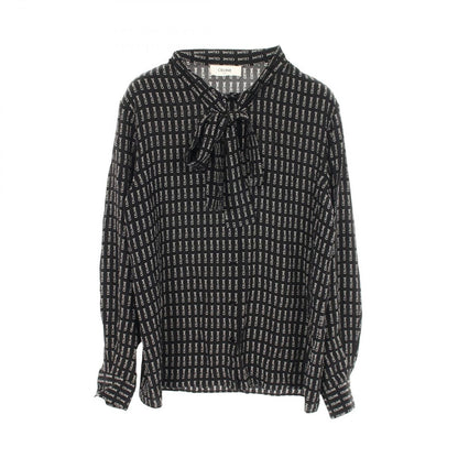 Celine Logo All Over Pattern Bow Tie Silk Shirt