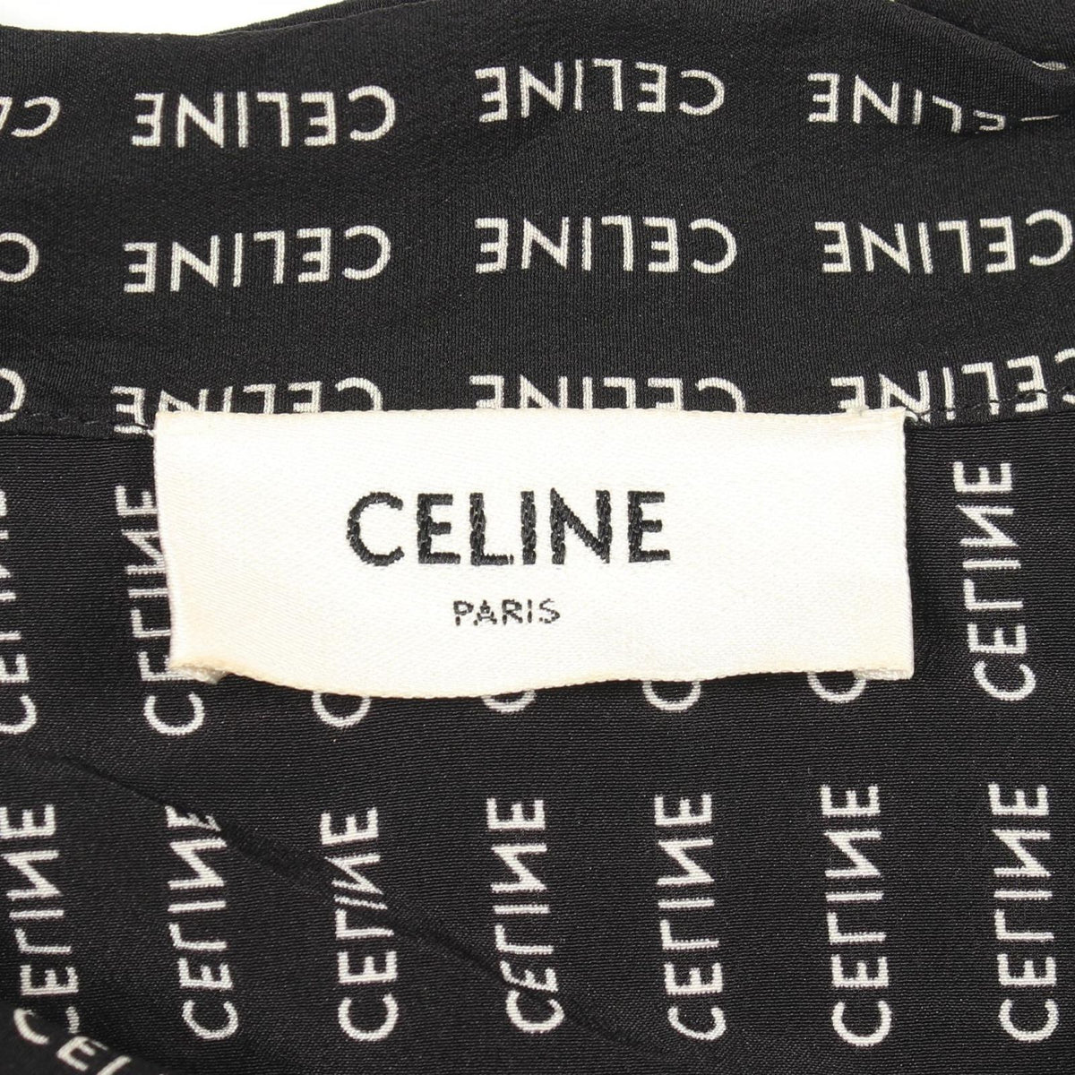 Celine Logo All Over Pattern Bow Tie Silk Shirt — view 3