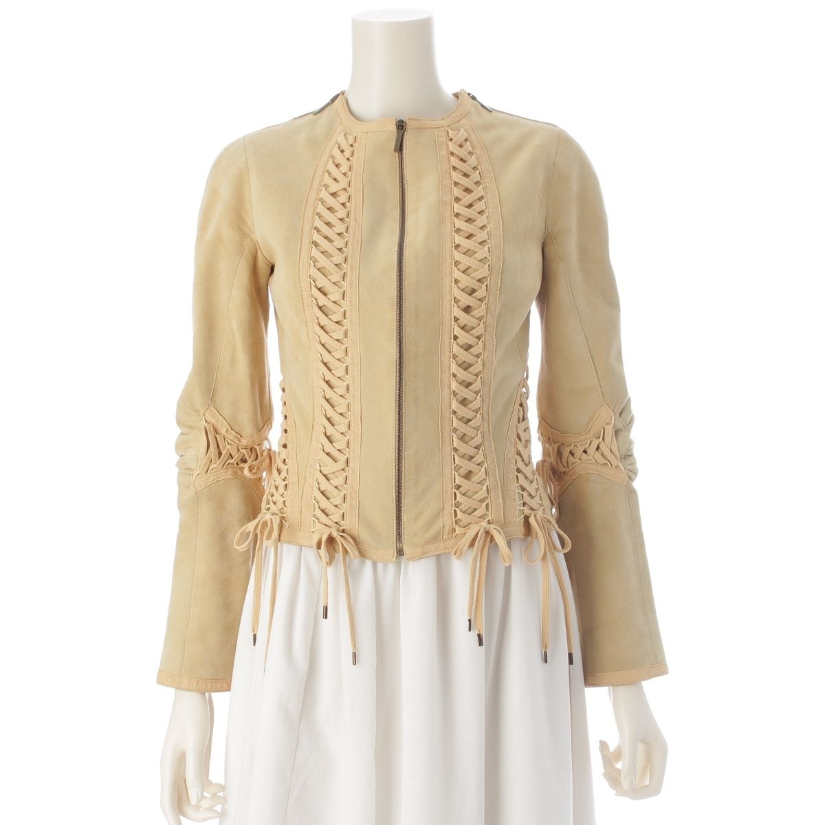Dior Suede Leather Galliano Era Corset Lace Jacket Beige 36
