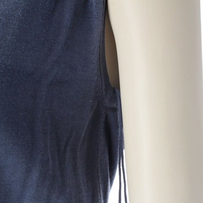Chanel Cotton Change Knit CC Logo Plate Dress Sleeveless Top Skirt Navy 38 — view 7