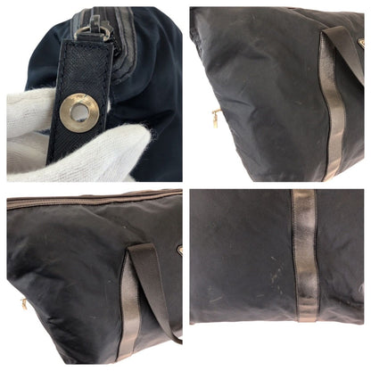 Prada Tessuto Saffiano Navy Nylon Leather Boston Bag — view 5