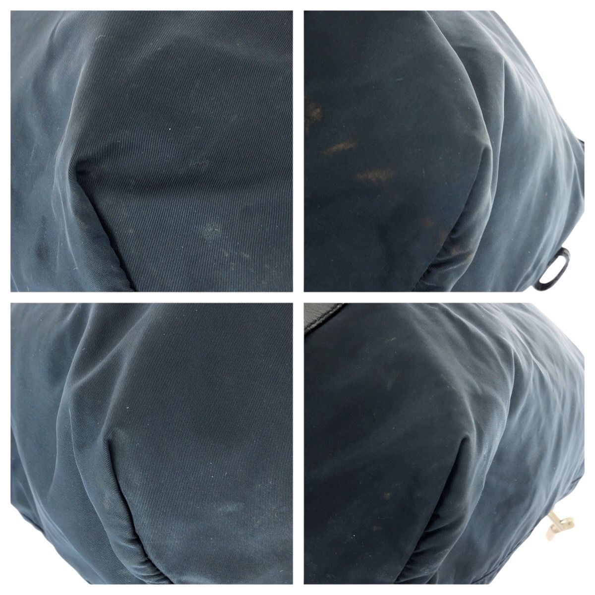 Prada Tessuto Saffiano Navy Nylon Leather Boston Bag — view 3