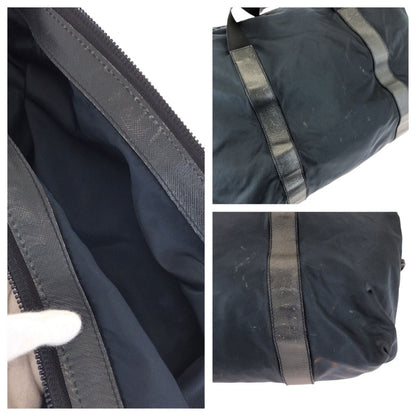 Prada Tessuto Saffiano Navy Nylon Leather Boston Bag — view 6
