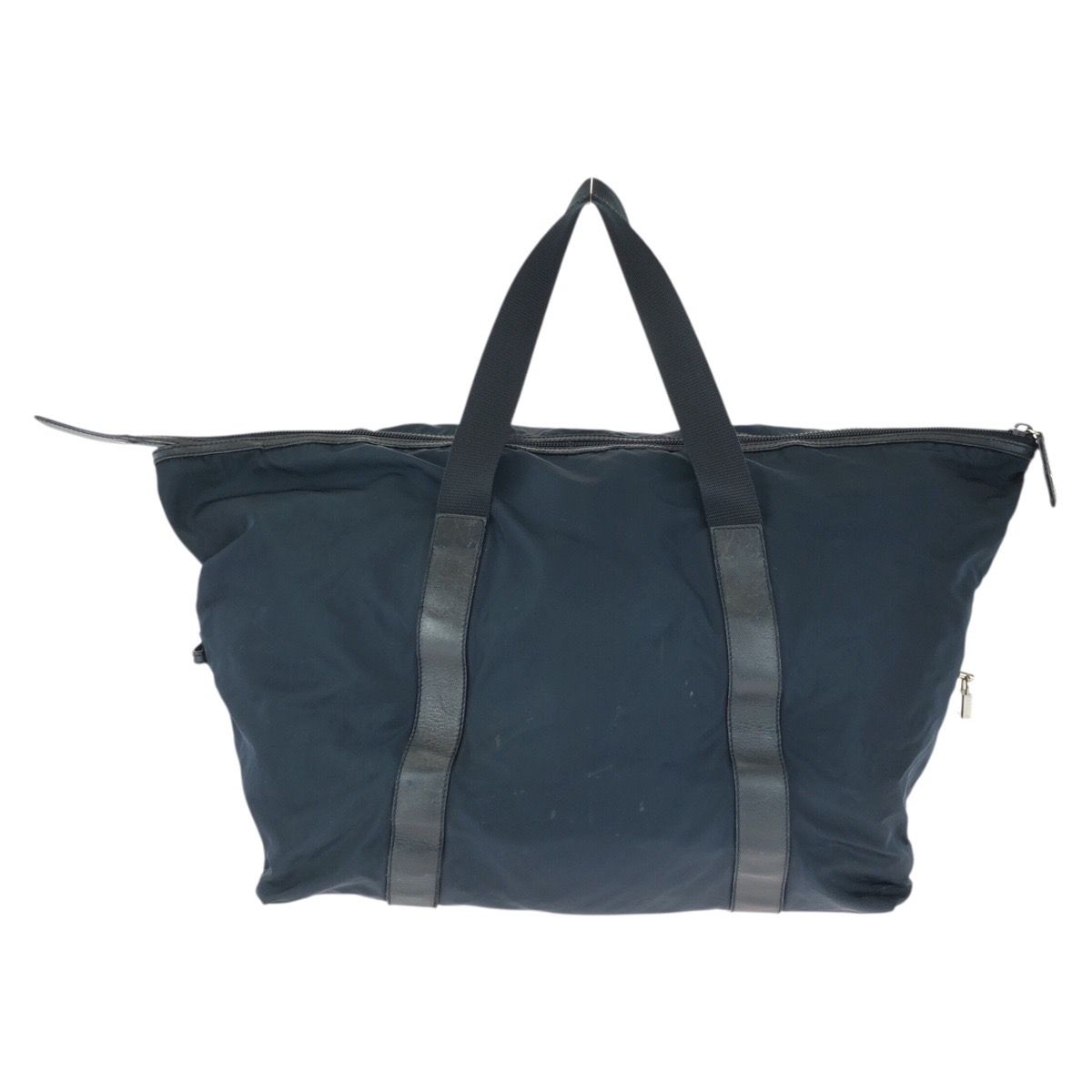 Prada Tessuto Saffiano Navy Nylon Leather Boston Bag — view 2