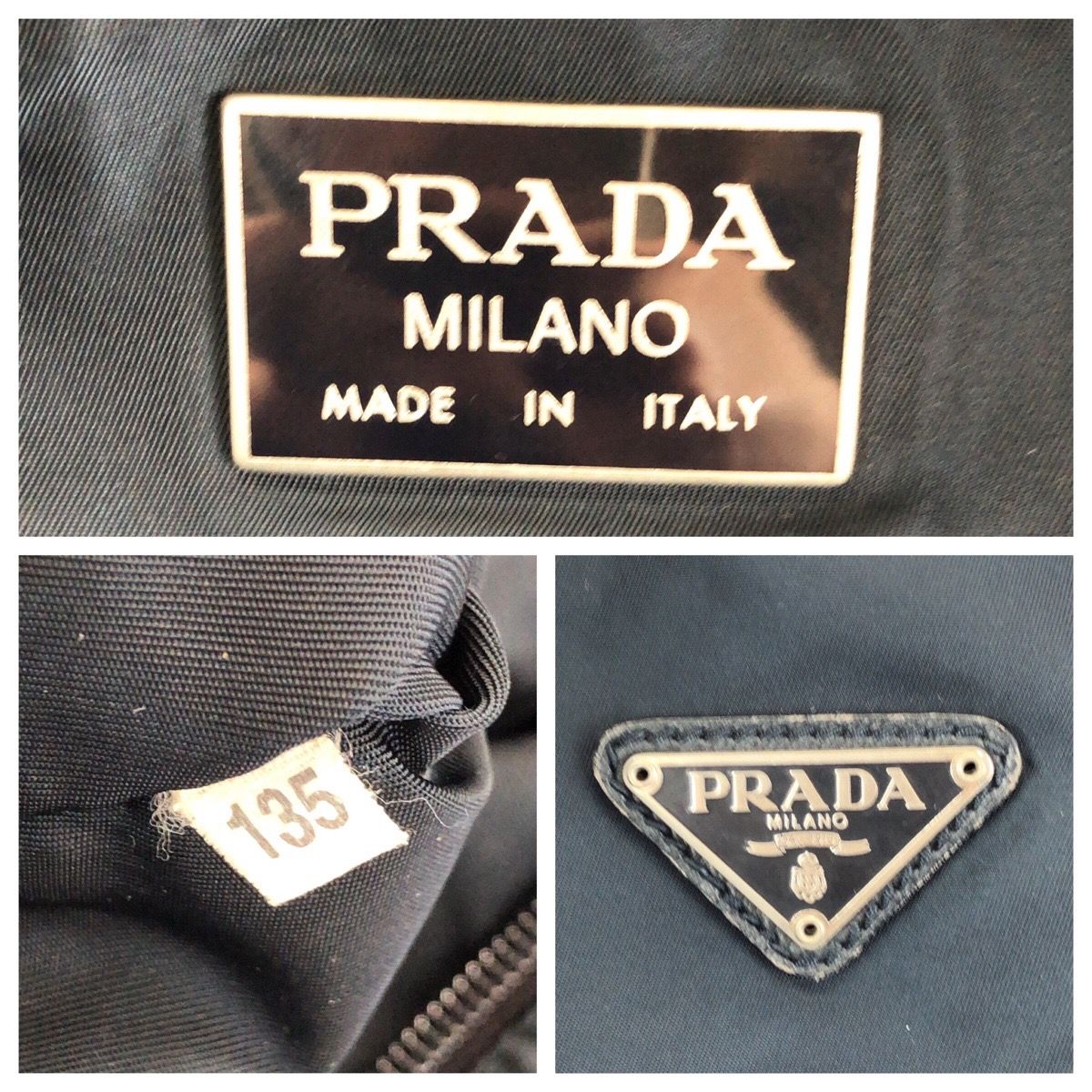 Prada Tessuto Saffiano Navy Nylon Leather Boston Bag — view 4
