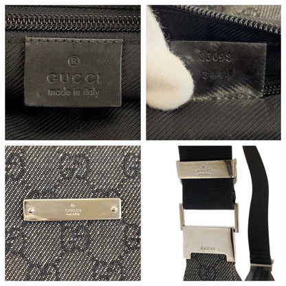 Gucci Black Silver GG Canvas Shoulder Bag Pochette — view 3