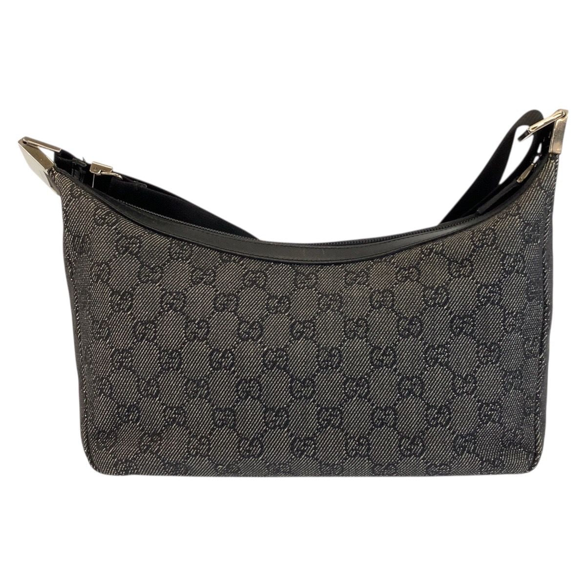 Gucci Black Silver GG Canvas Shoulder Bag Pochette — view 2