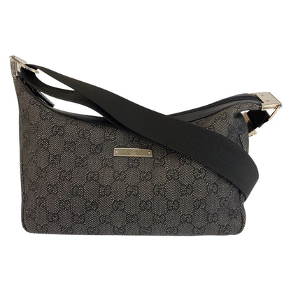 Gucci Black Silver GG Canvas Shoulder Bag Pochette
