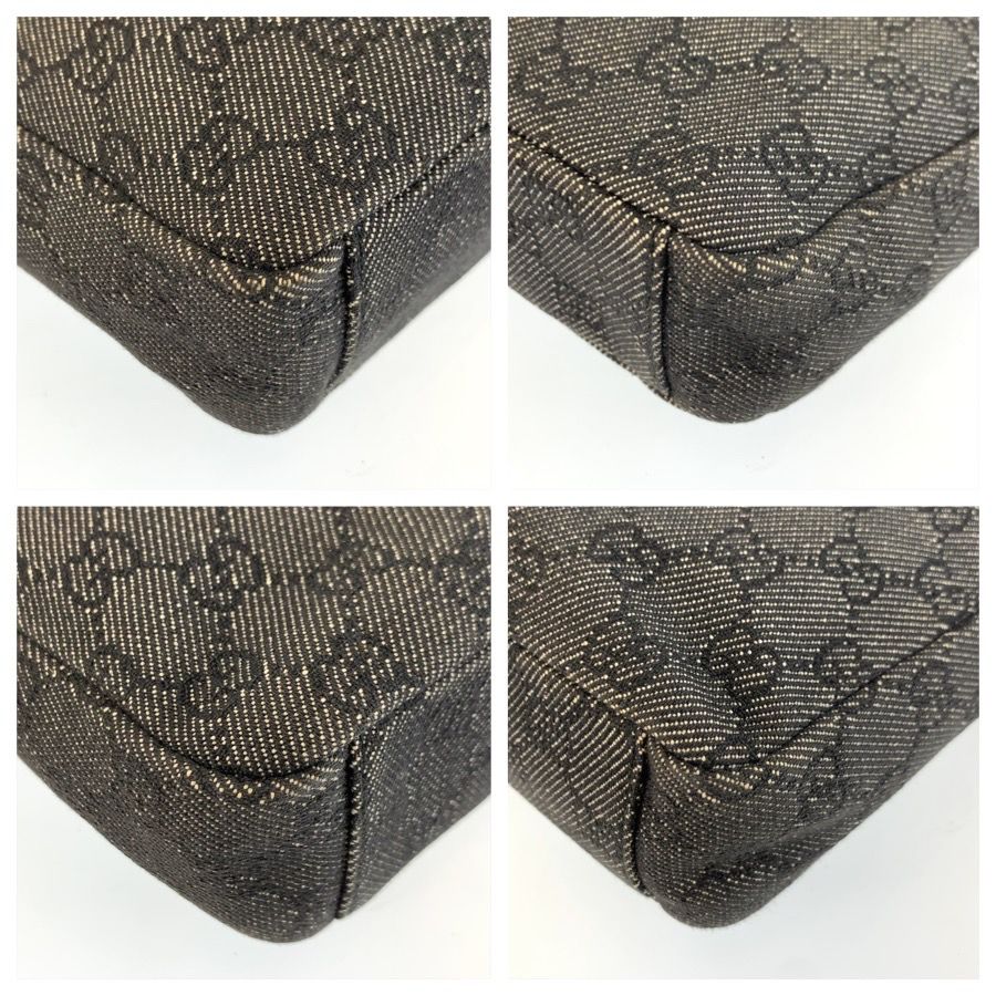 Gucci Black Silver GG Canvas Shoulder Bag Pochette — view 4