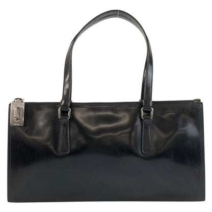 Prada Black Silver Patent Tote Bag