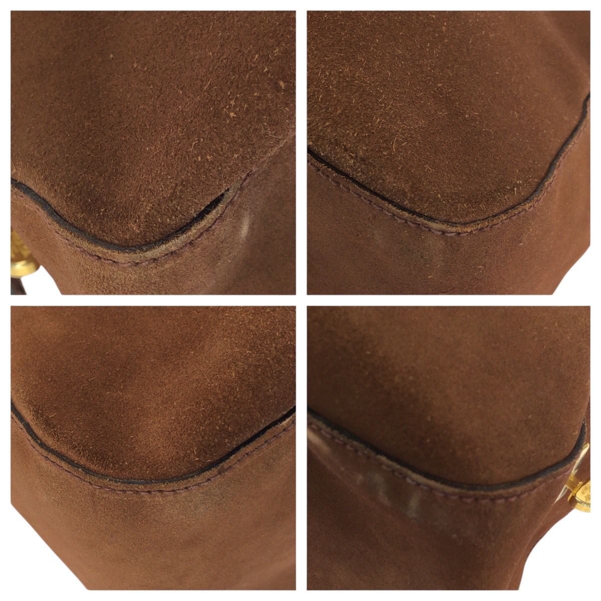 Prada Brown Gold Suede Boston Bag — view 4