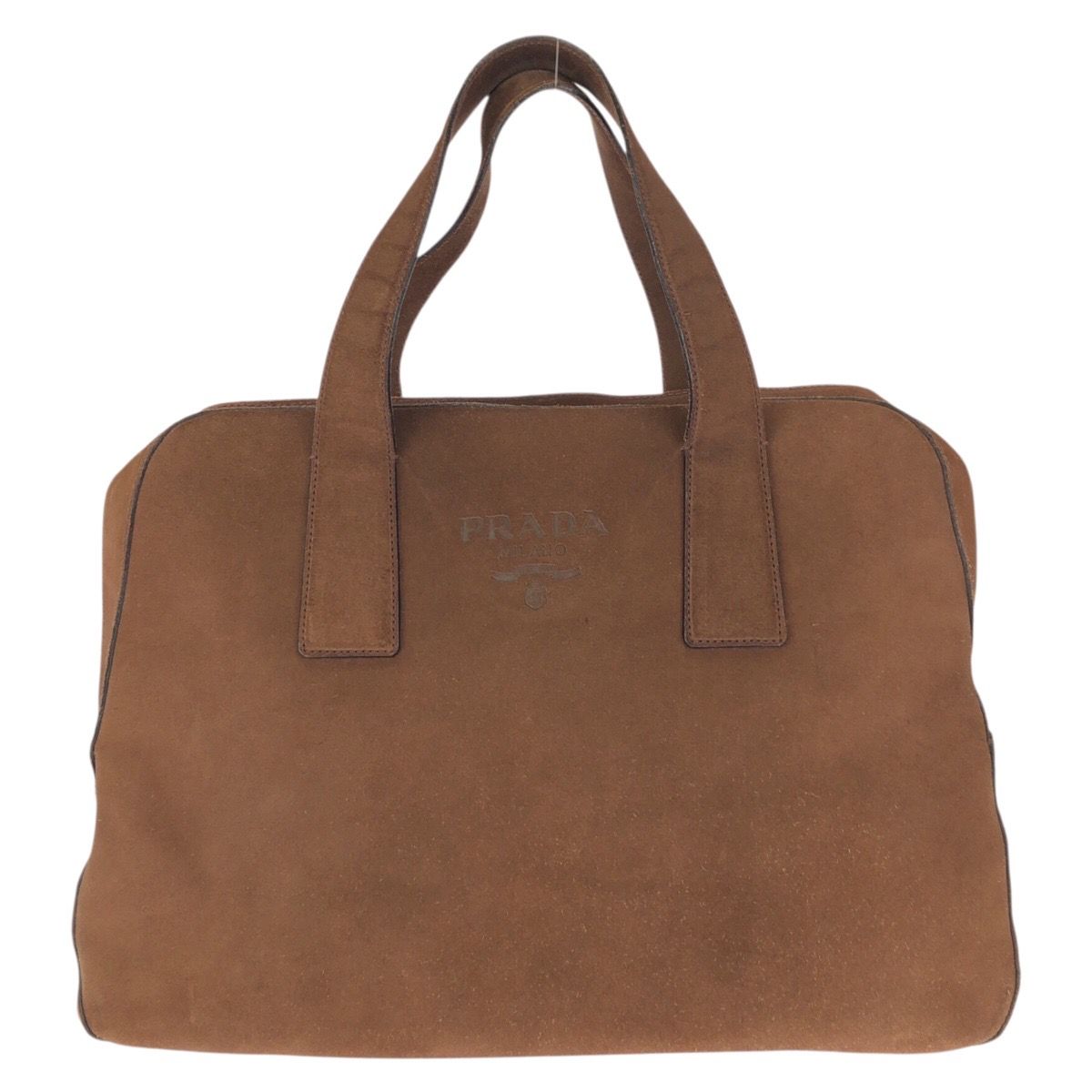 Prada Brown Gold Suede Boston Bag — view 2