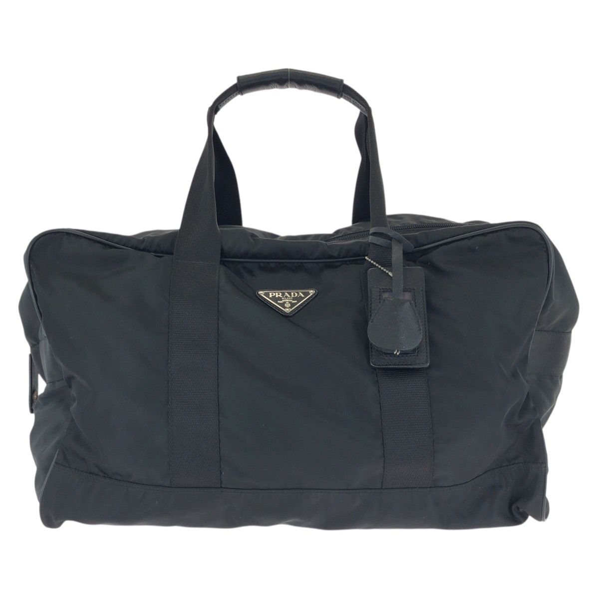 Prada Tessuto Saffiano Black Nylon Leather Boston Bag