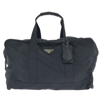 Prada Tessuto Saffiano Black Nylon Leather Boston Bag
