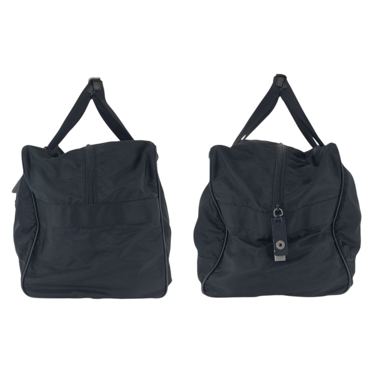 Prada Tessuto Saffiano Black Nylon Leather Boston Bag — view 8