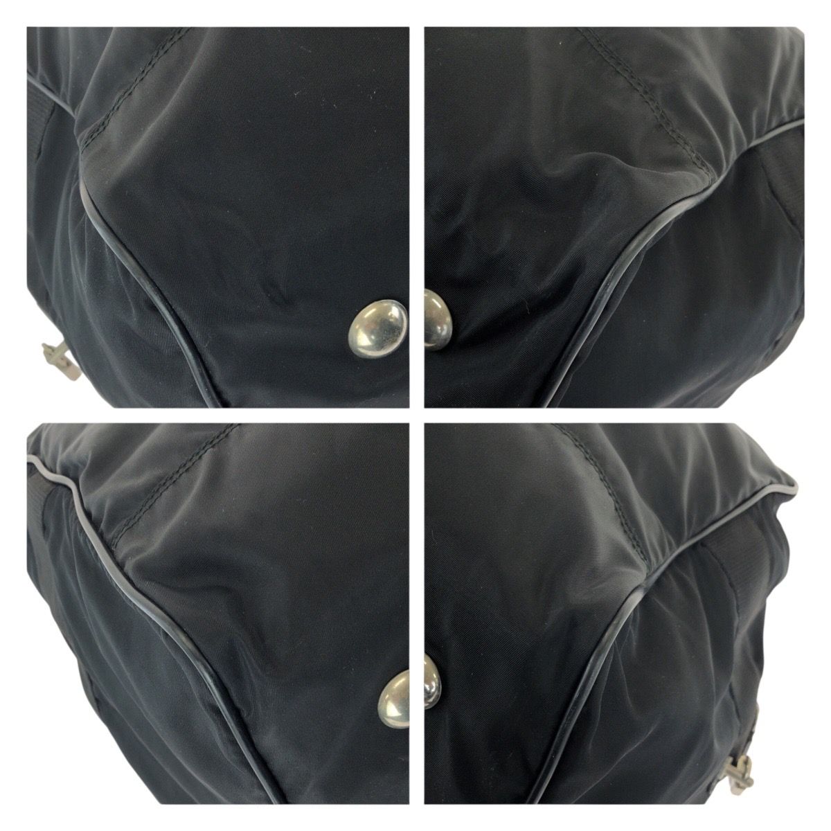 Prada Tessuto Saffiano Black Nylon Leather Boston Bag — view 3