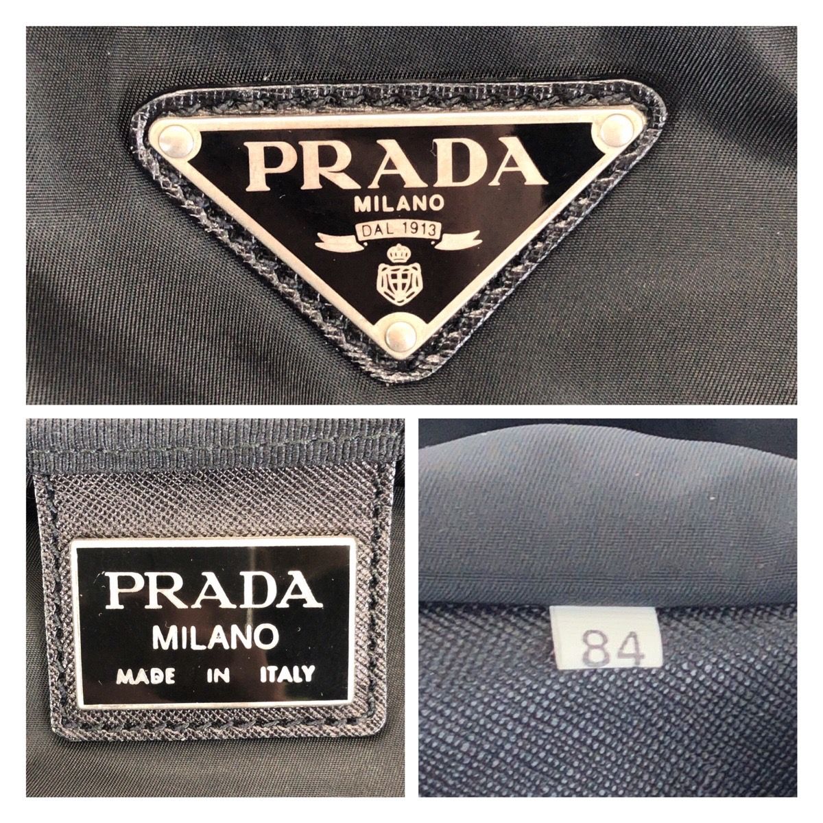 Prada Tessuto Saffiano Black Nylon Leather Boston Bag — view 4