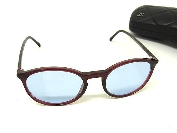 Chanel Sunglasses CC Logo Bordeaux Lens Clear Blue Acetate Eyewear