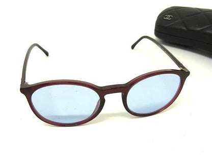 Chanel Sunglasses CC Logo Bordeaux Lens Clear Blue Acetate Eyewear