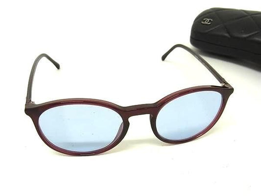 Chanel Sunglasses CC Logo Bordeaux Lens Clear Blue Acetate Eyewear