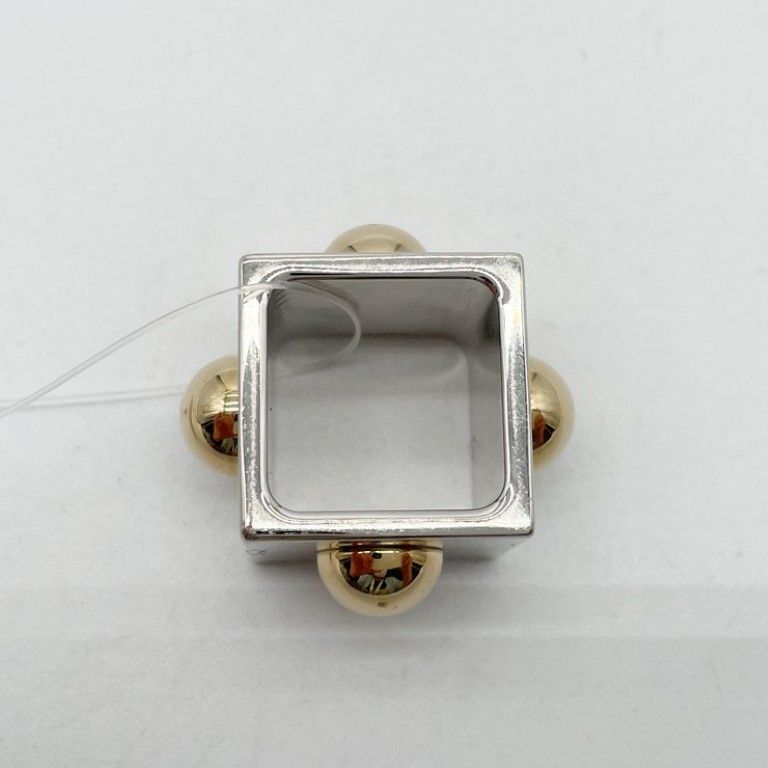 Hermes Scarf Ring Cube Collier de Champagne Gold Silver Metal — view 3