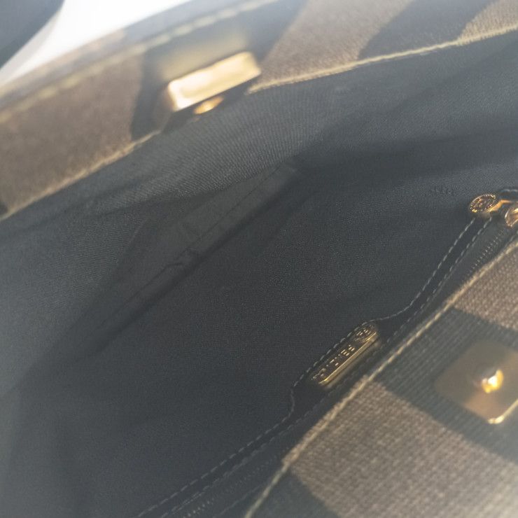 Fendi Tote Pecan 279 068 Brown Black Leather Vintage 2-Way Backpack Gold — view 7