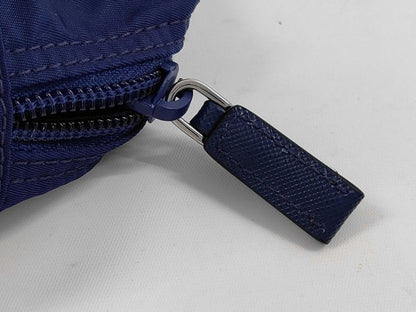 Prada Pouch Triangle Logo Blue Nylon White Tag Silver — view 5