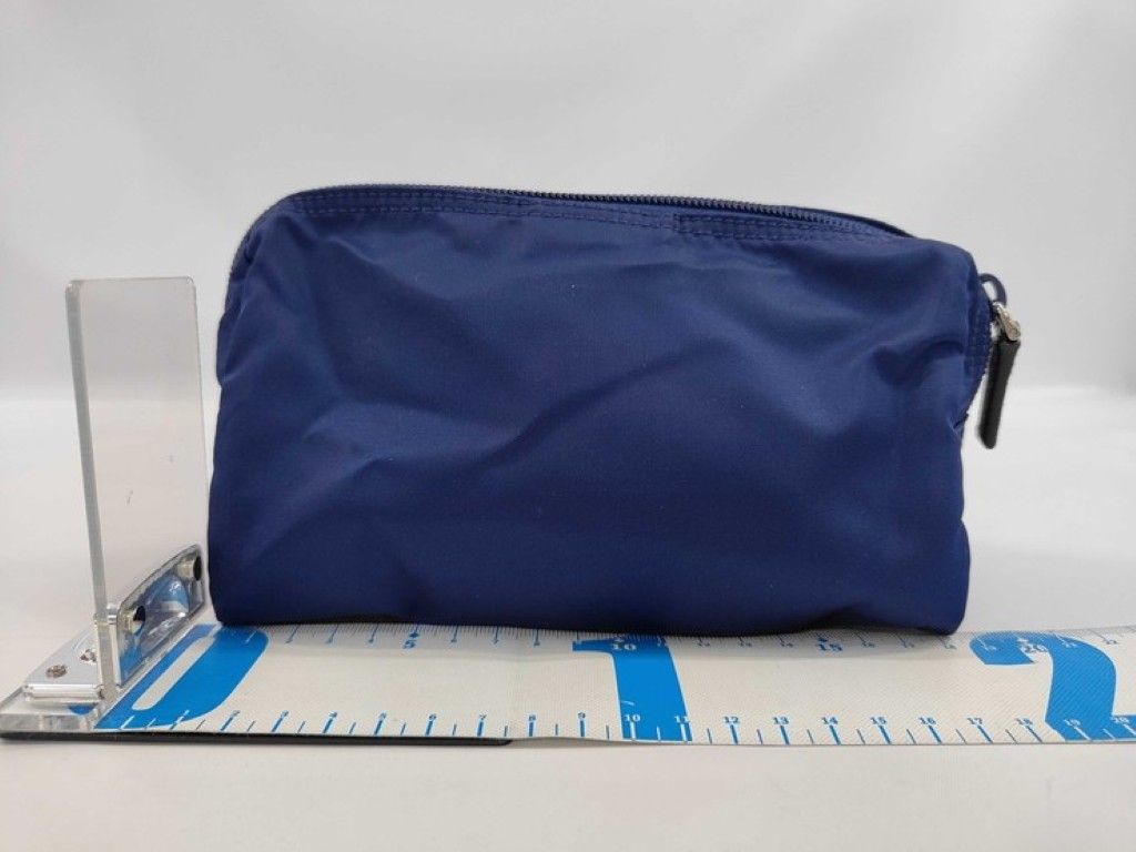 Prada Pouch Triangle Logo Blue Nylon White Tag Silver — view 2