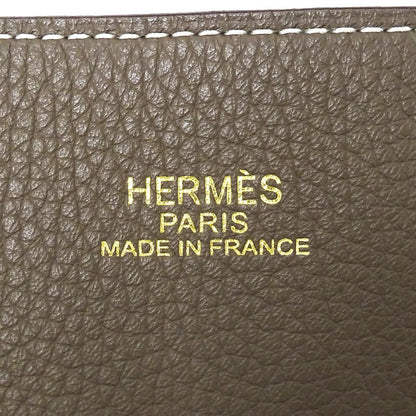 Hermes Tote Bag Double Sens 45 Taurillon Clemence Etoupe Blue Reversible — view 7