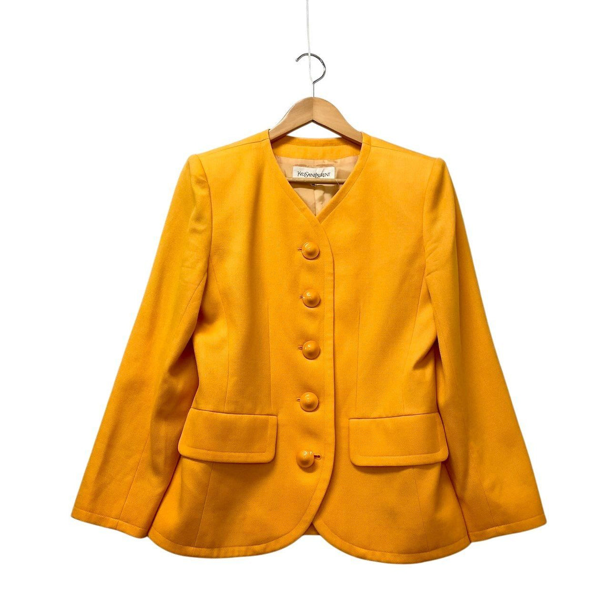 Saint Laurent Collarless Jacket Wool 36 Yellow — view 2