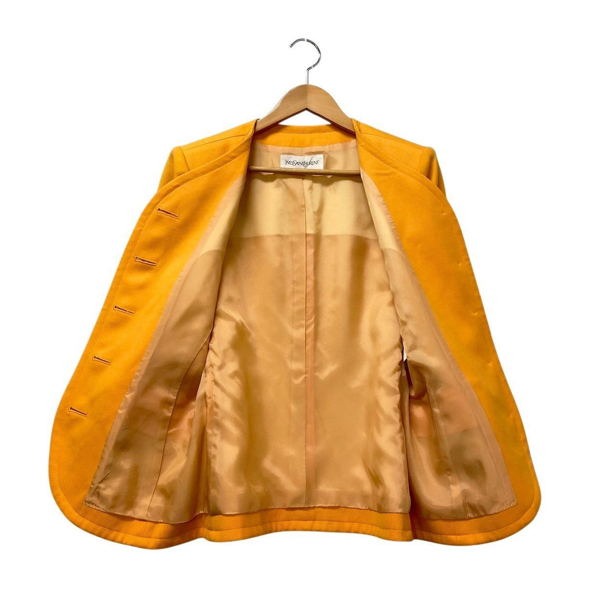 Saint Laurent Collarless Jacket Wool 36 Yellow — view 4
