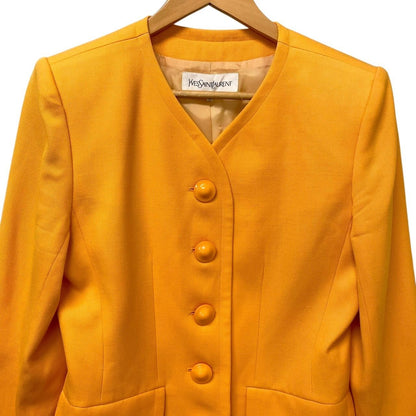 Saint Laurent Collarless Jacket Wool 36 Yellow — view 5