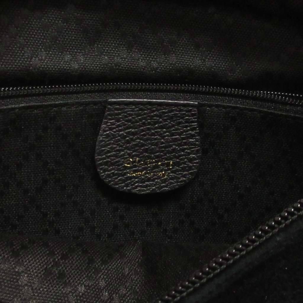 Gucci Vintage Bamboo Handle Handbag Suede 000 Black — view 7