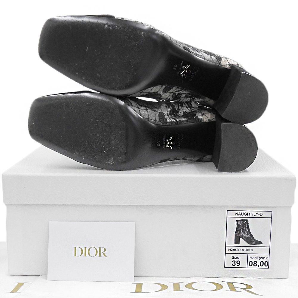 Dior Lace Embroidery Back Zip Up Boots Shoes Black Naughtily-d 39 — view 3
