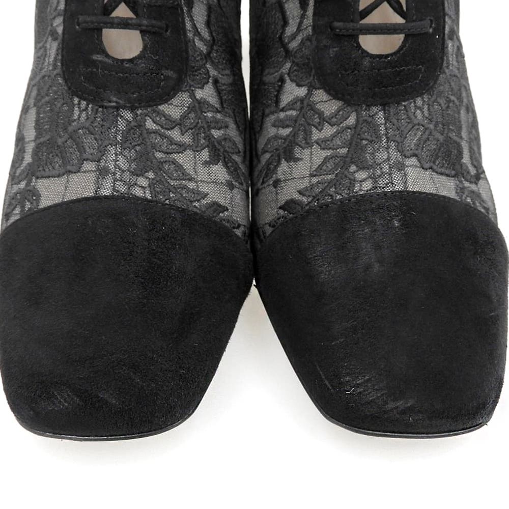 Dior Lace Embroidery Back Zip Up Boots Shoes Black Naughtily-d 39 — view 4