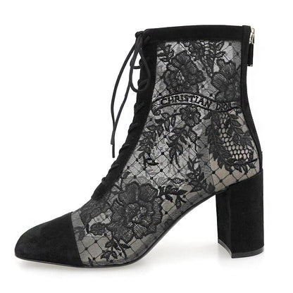 Dior Lace Embroidery Back Zip Up Boots Shoes Black Naughtily-d 39 — view 2