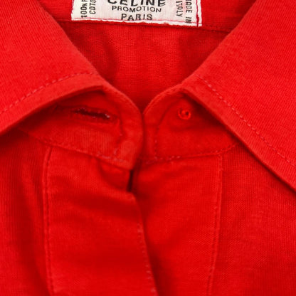 Celine Red Vintage Triomphe Embroidery Long Sleeve Polo — view 5