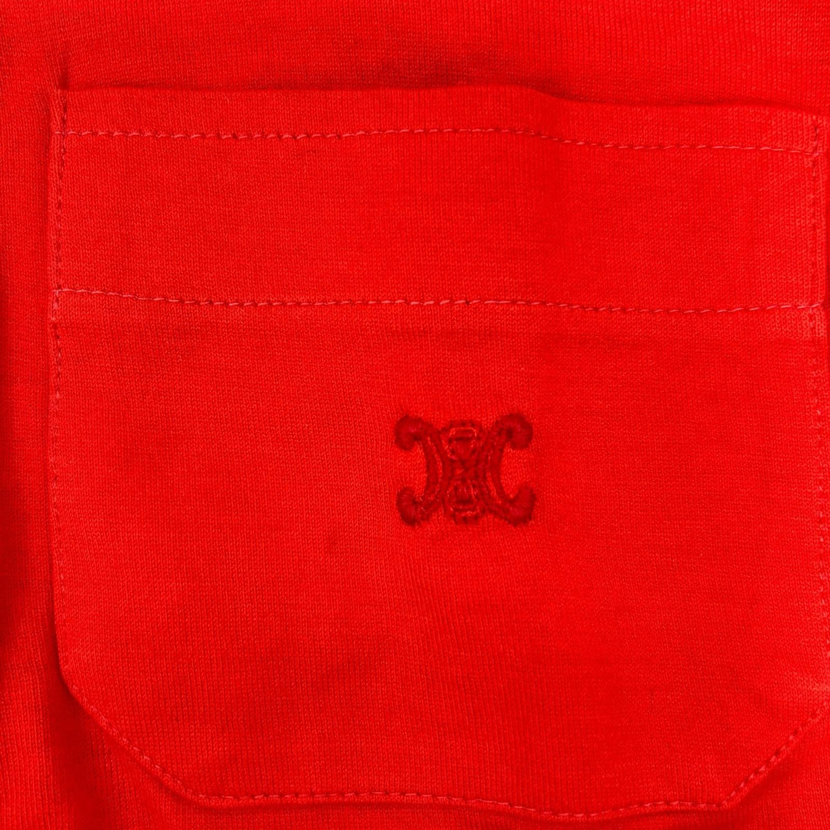 Celine Red Vintage Triomphe Embroidery Long Sleeve Polo — view 6