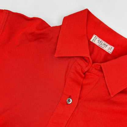 Celine Red Vintage Triomphe Embroidery Long Sleeve Polo — view 7