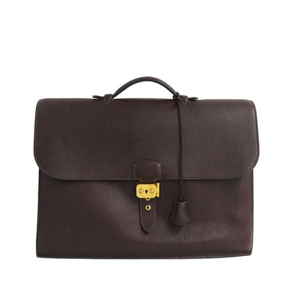 Hermes Sac A Depeches 41 Brown Togo Gold Document