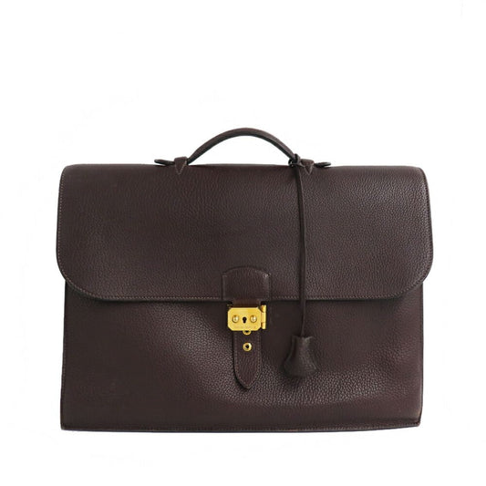 Hermes Sac A Depeches 41 Brown Togo Gold Document