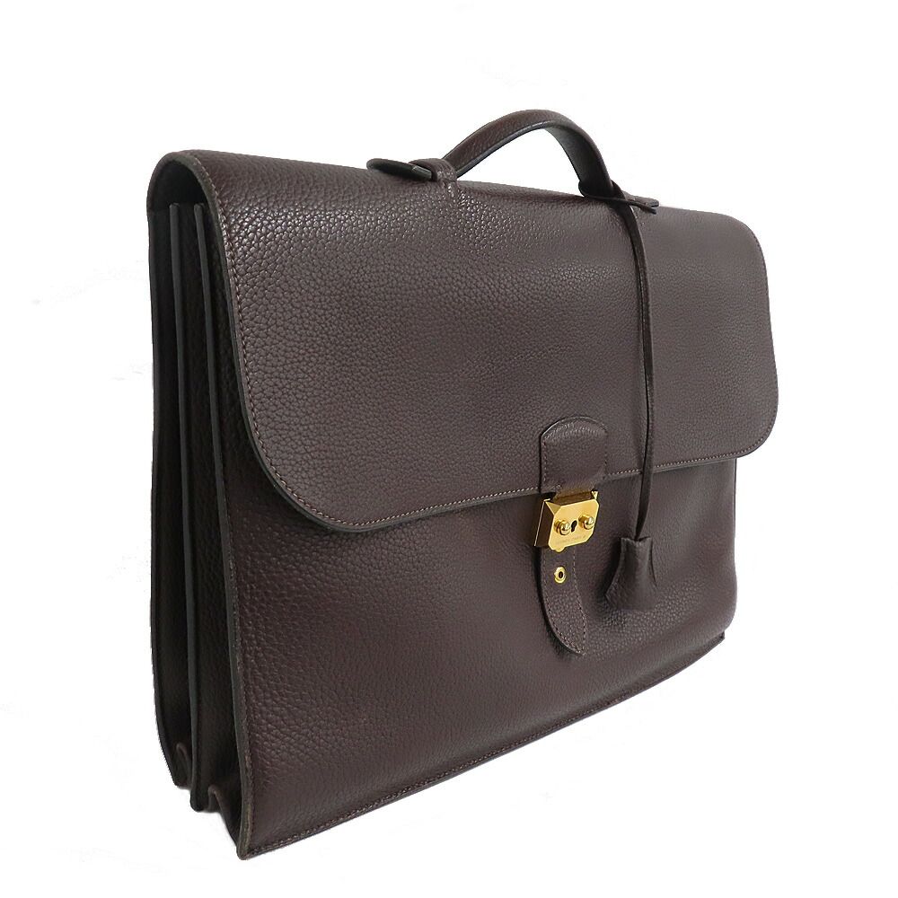 Hermes Sac A Depeches 41 Brown Togo Gold Document — view 3